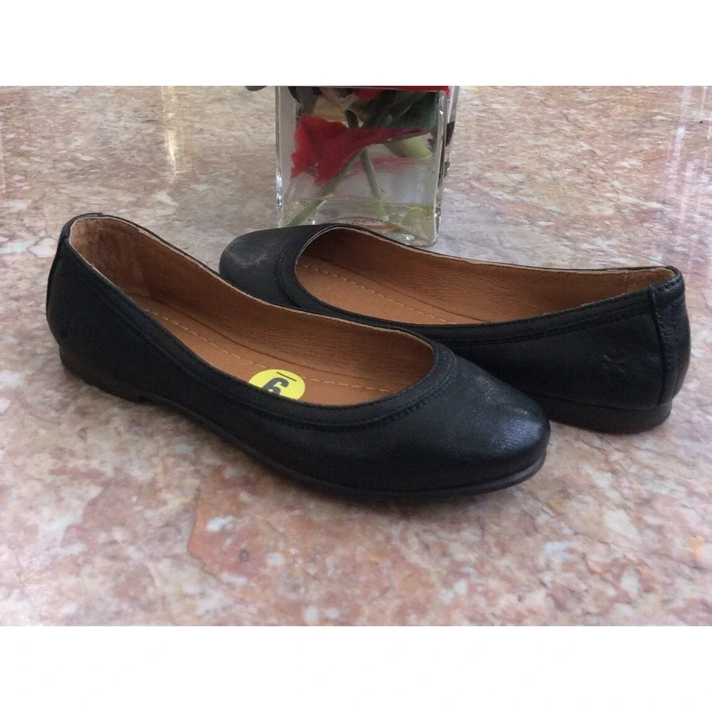 Frye Carson Women's‎ Black Leather Ballet Flats Size 6 EUC!, Retail $158